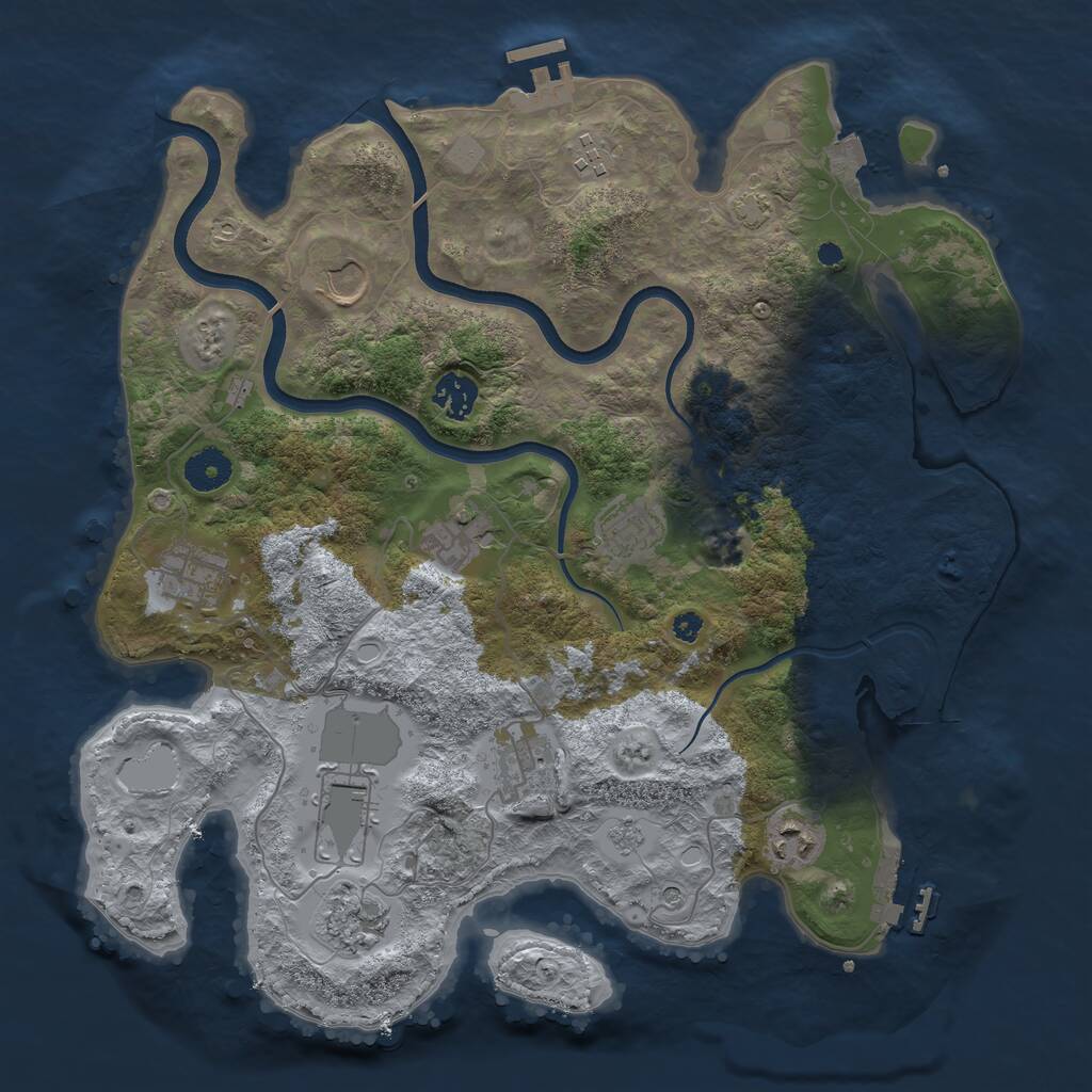 Rust Map: Procedural Map, Size: 3700, Seed: 1242879629, 16 Monuments