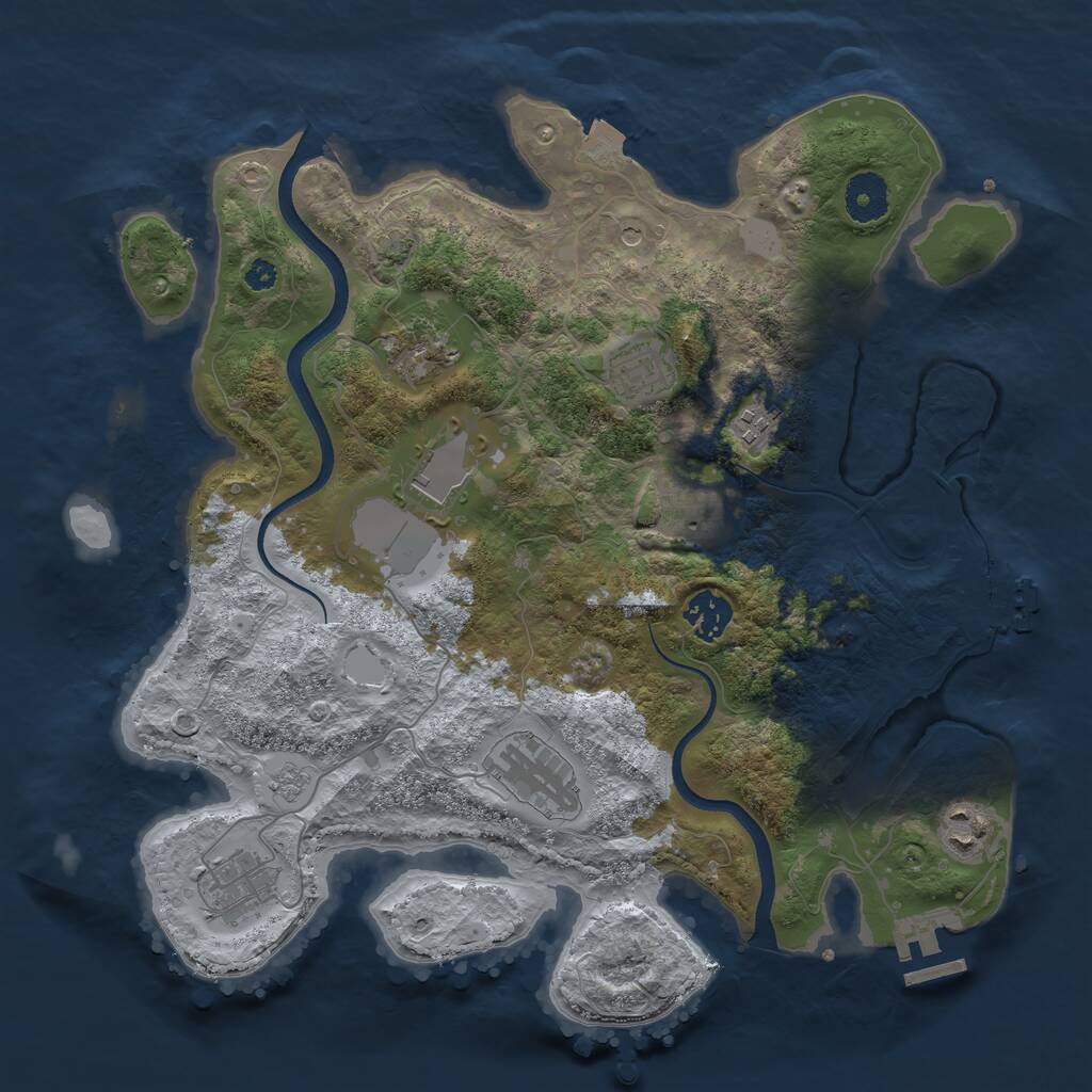 Rust Map: Procedural Map, Size: 3500, Seed: 970887061, 15 Monuments