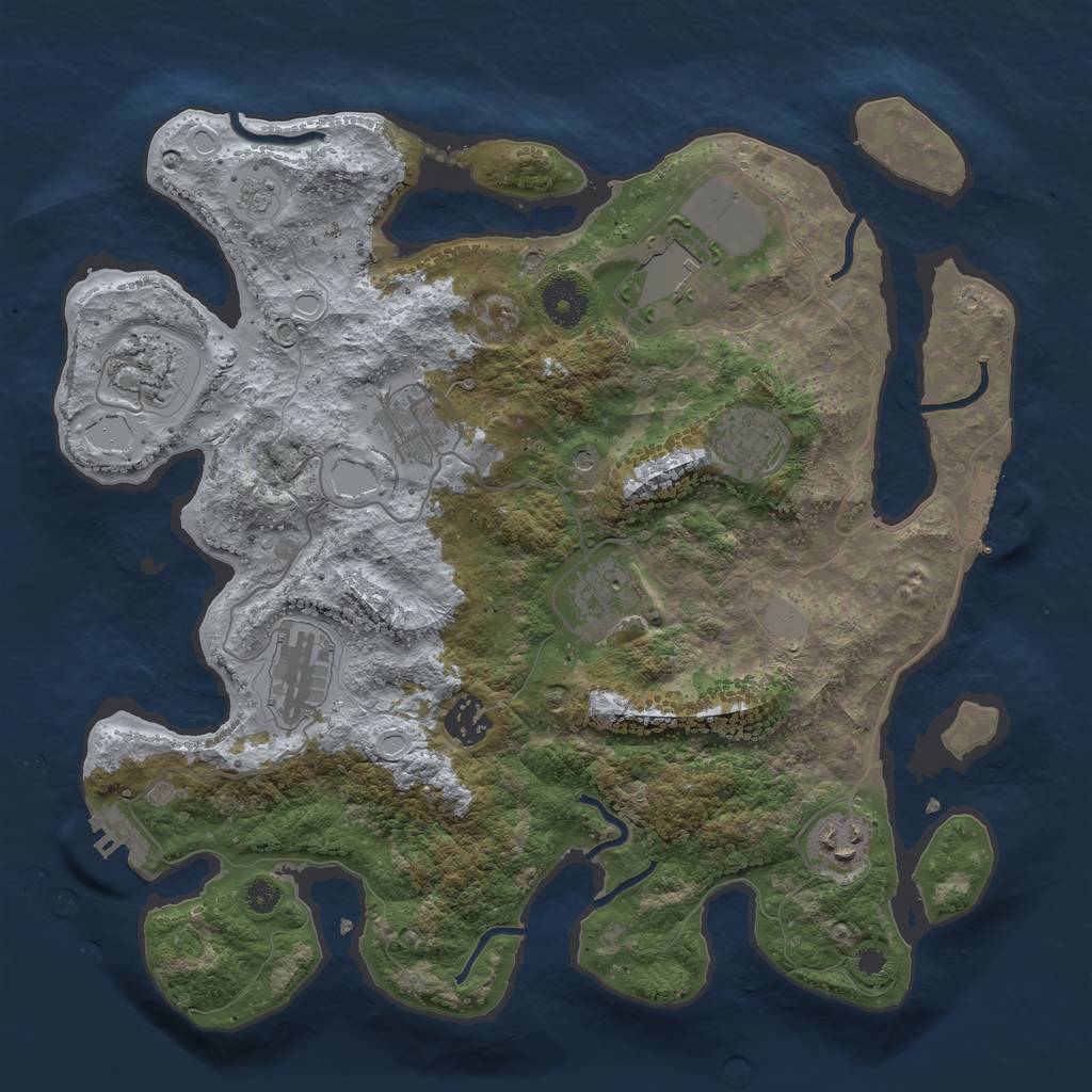 Rust Map: Procedural Map, Size: 3500, Seed: 501197519, 17 Monuments