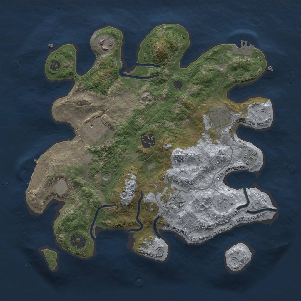 Rust Map: Procedural Map, Size: 3000, Seed: 1270250772, 15 Monuments