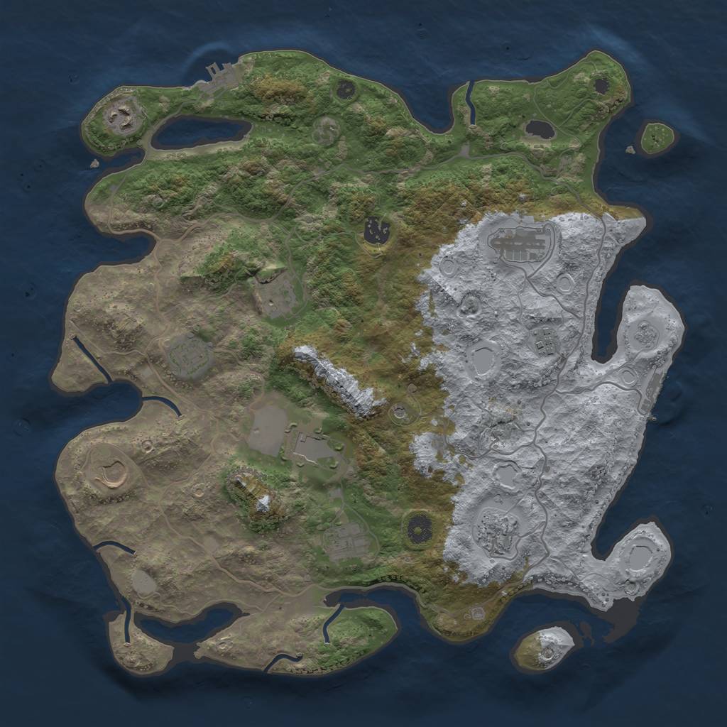 Rust Map: Procedural Map, Size: 4000, Seed: 2067124232, 19 Monuments