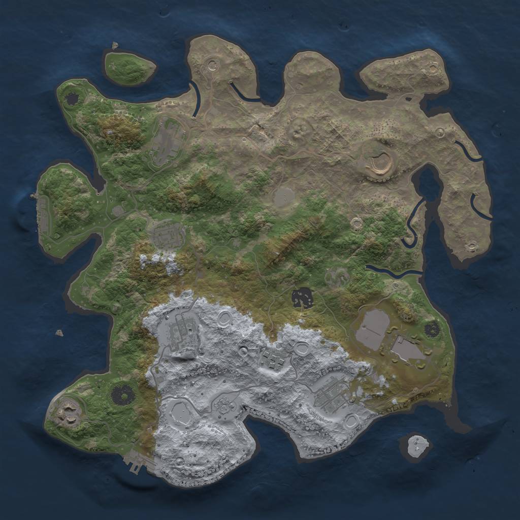 Rust Map: Procedural Map, Size: 3500, Seed: 40096571, 18 Monuments