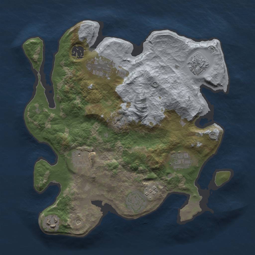Rust Map: Barren, Size: 3000, Seed: 3254, 11 Monuments