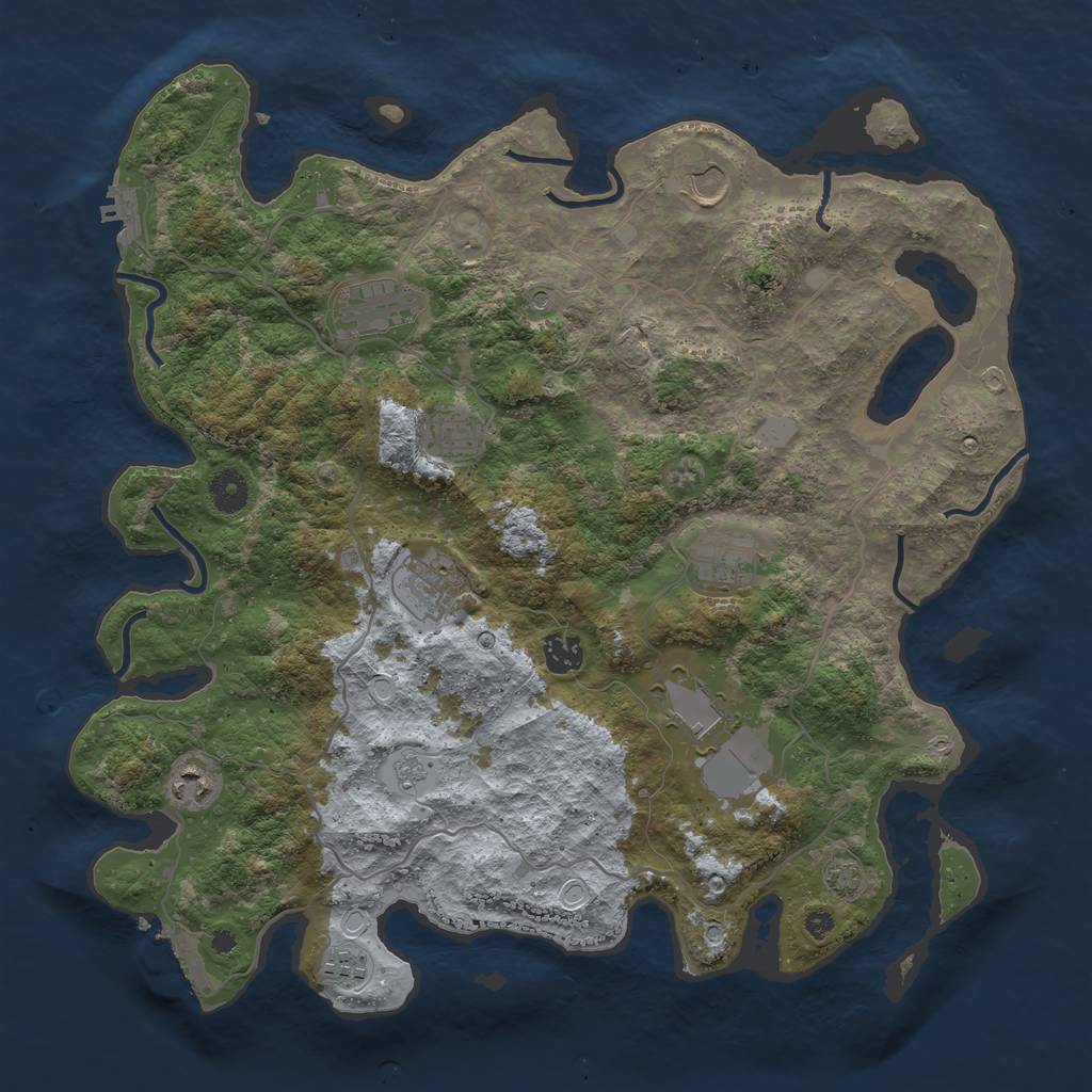 Rust Map: Procedural Map, Size: 4000, Seed: 72321469, 17 Monuments