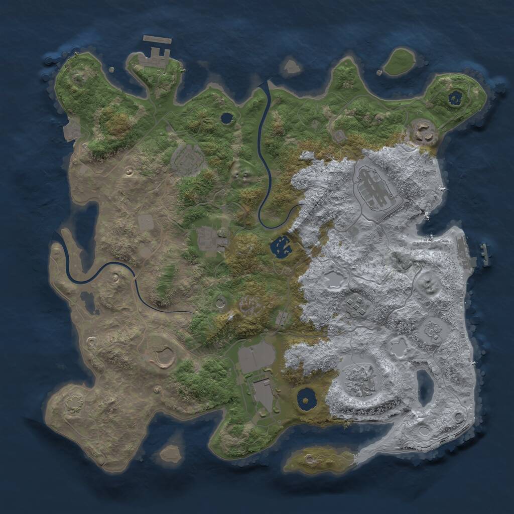 Rust Map: Procedural Map, Size: 3650, Seed: 30719488, 15 Monuments