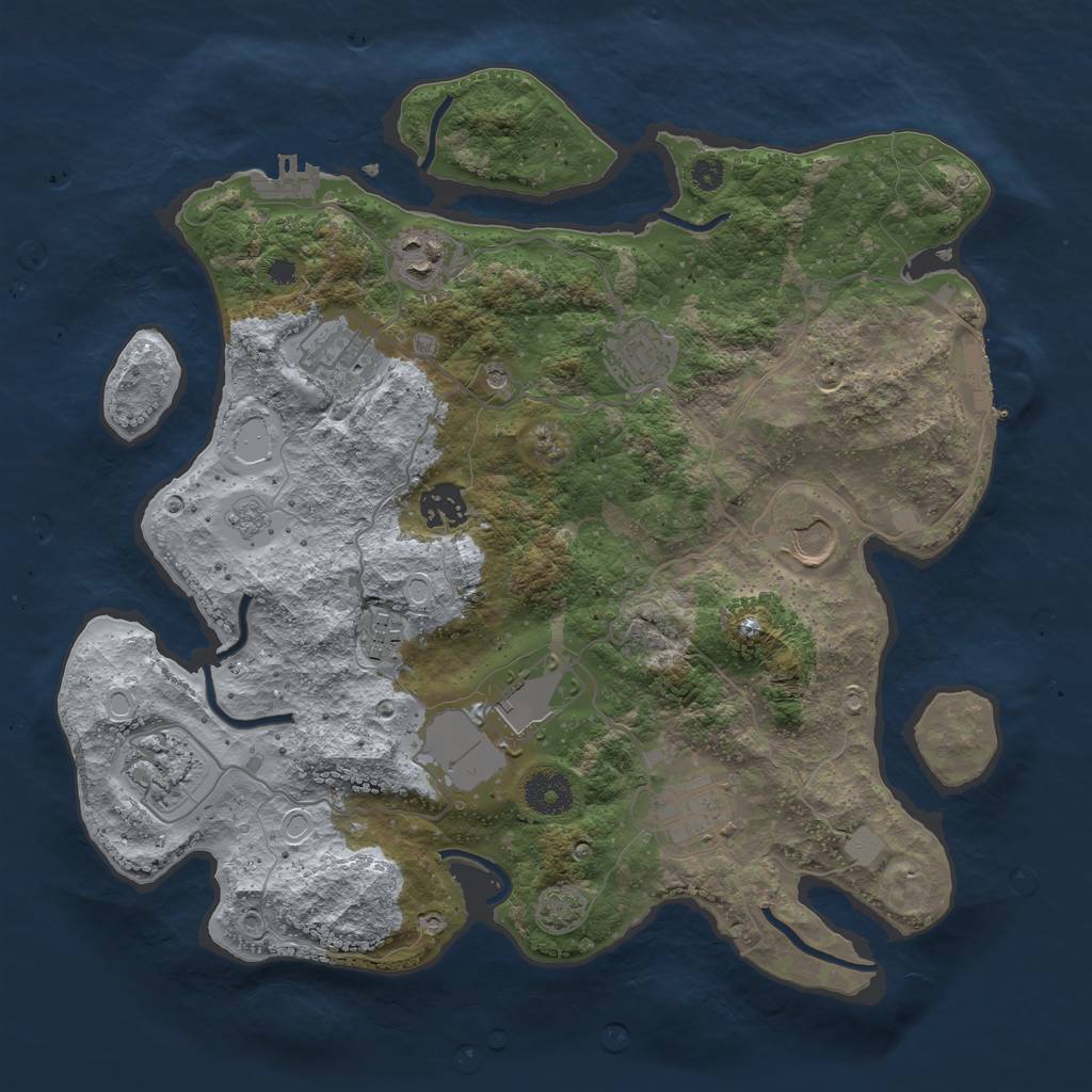 Rust Map: Procedural Map, Size: 3500, Seed: 12212284, 17 Monuments