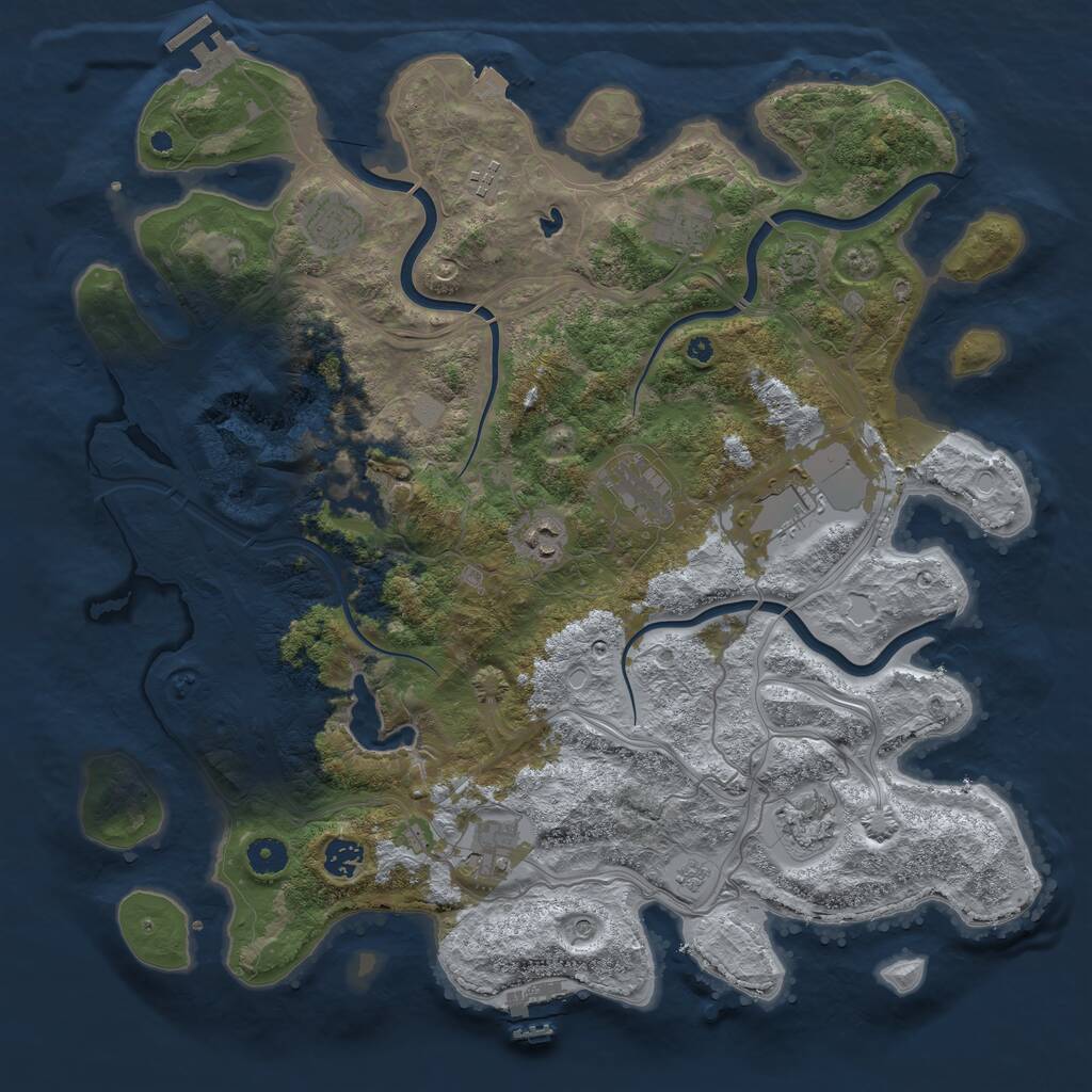 Rust Map: Procedural Map, Size: 4250, Seed: 511446633, 16 Monuments