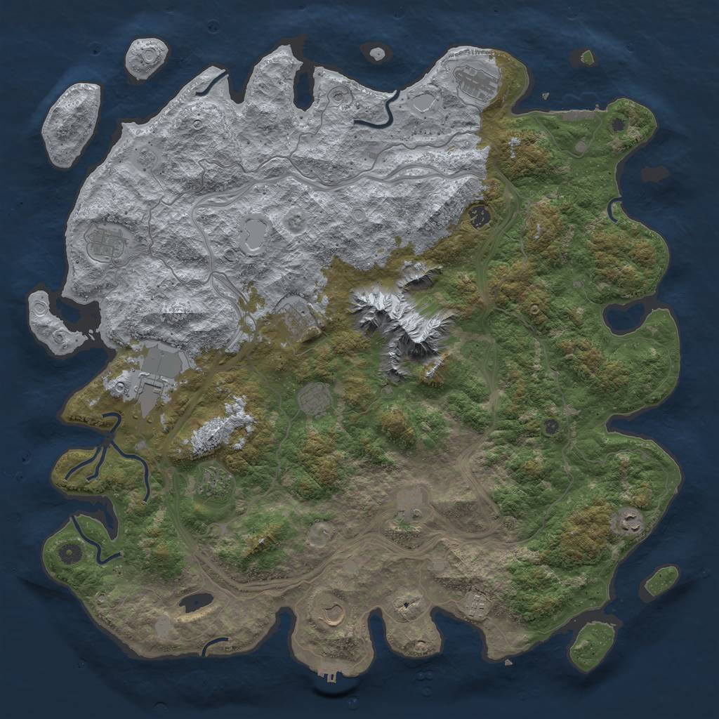 Rust Map: Procedural Map, Size: 5000, Seed: 7777, 20 Monuments