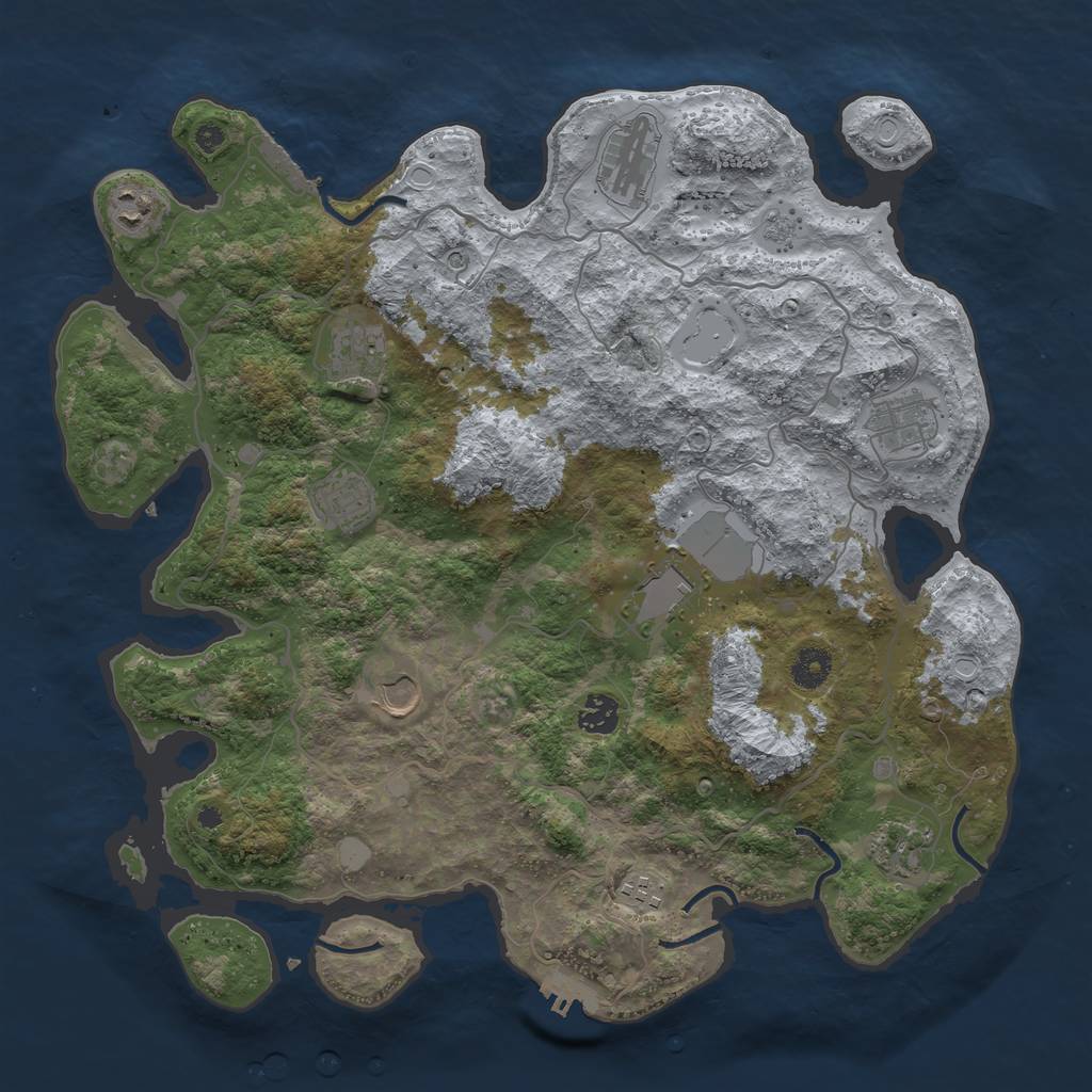 Rust Map: Procedural Map, Size: 4000, Seed: 790943115, 19 Monuments