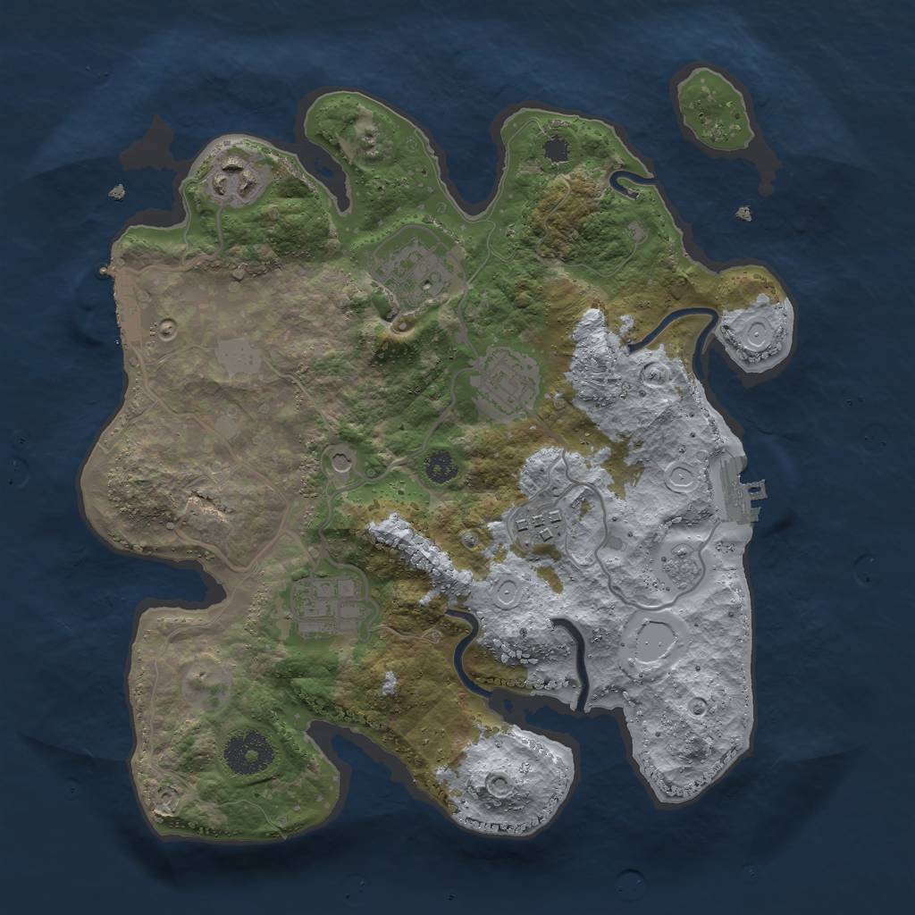 Rust Map: Procedural Map, Size: 3000, Seed: 621625723, 14 Monuments