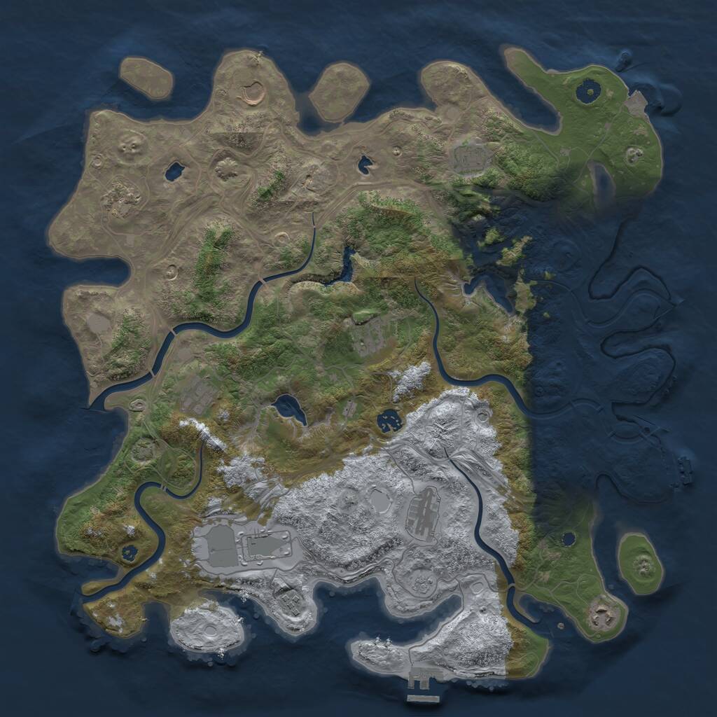 Rust Map: Procedural Map, Size: 4500, Seed: 410475626, 16 Monuments