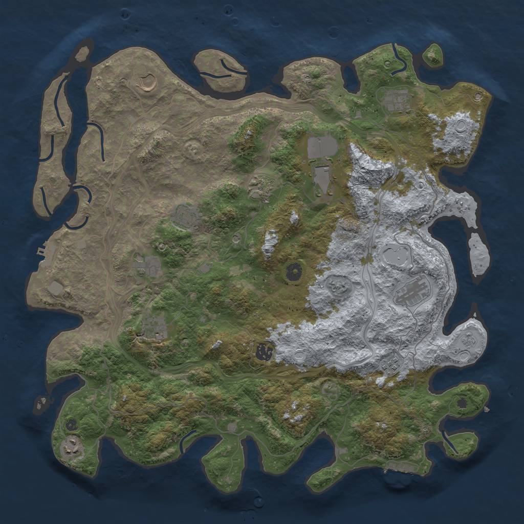 Rust Map: Procedural Map, Size: 4500, Seed: 3733, 20 Monuments