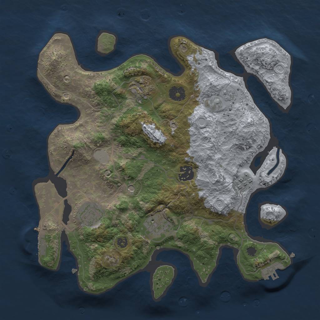 Rust Map: Procedural Map, Size: 3000, Seed: 2458673, 14 Monuments