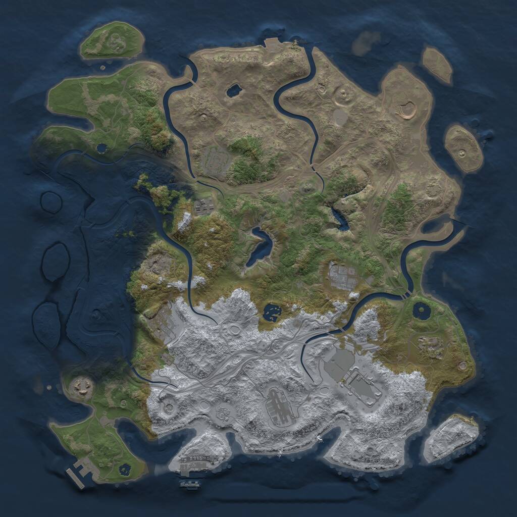 Rust Map: Procedural Map, Size: 4300, Seed: 99887766, 16 Monuments
