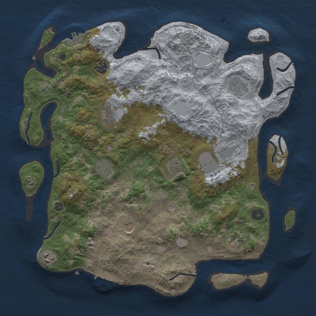 Rust Map: Procedural Map, Size: 3950, Seed: 740158516, 19 Monuments