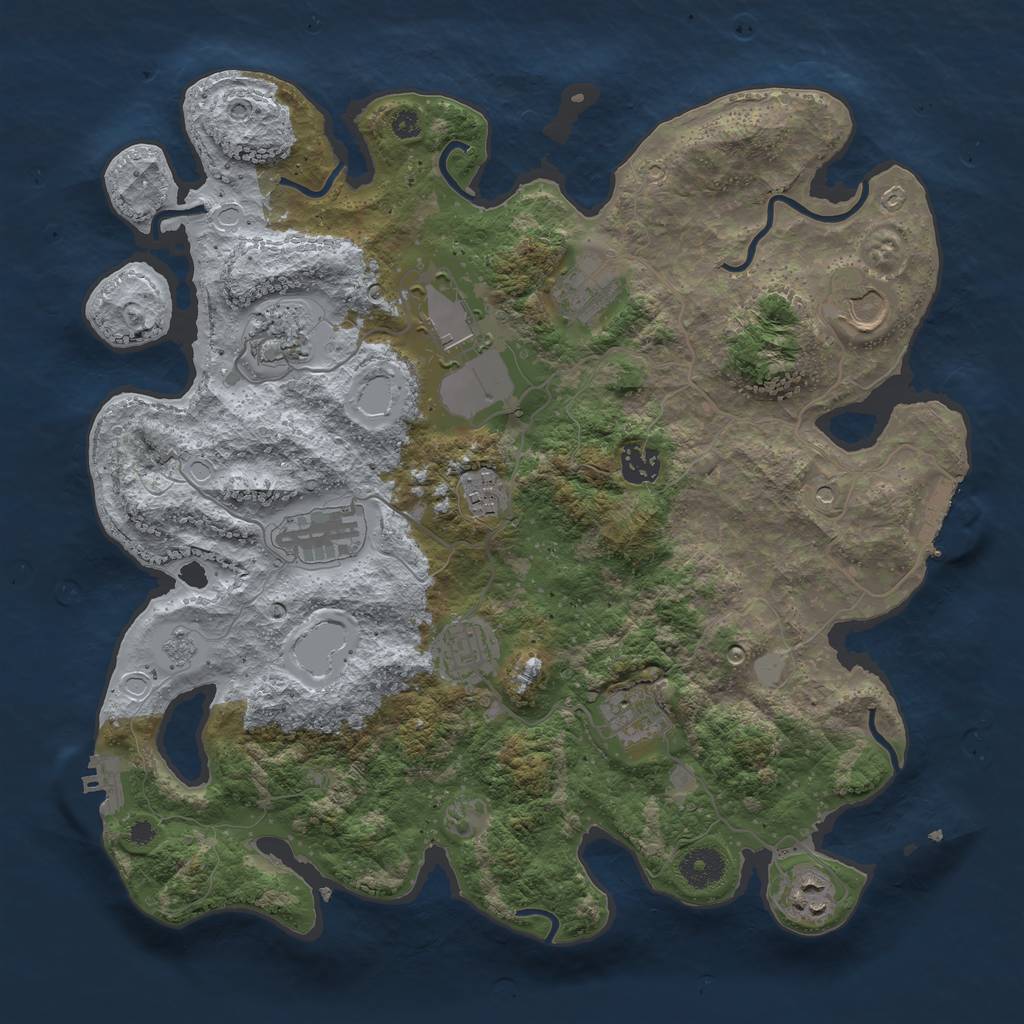 Rust Map: Procedural Map, Size: 3700, Seed: 708633461, 19 Monuments