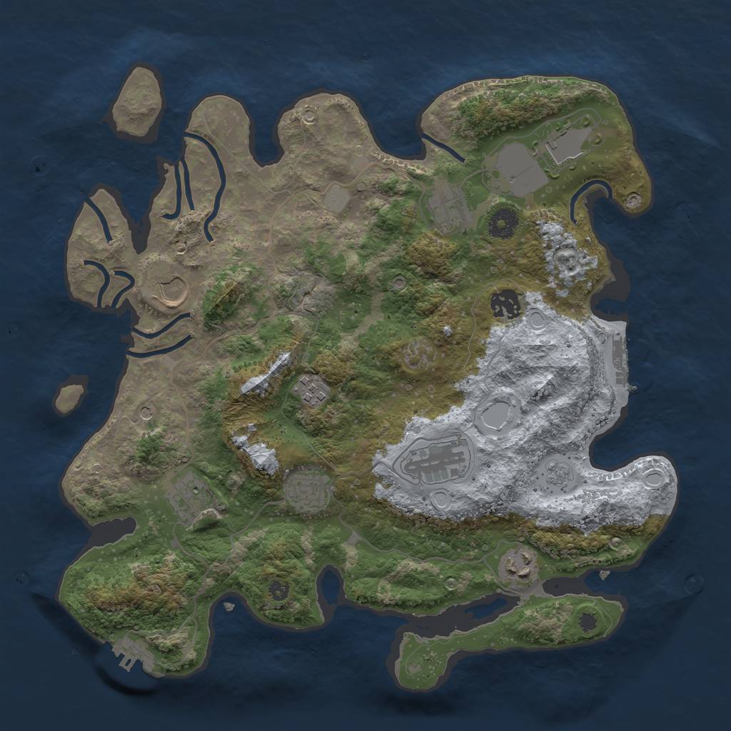 Rust Map: Procedural Map, Size: 3600, Seed: 64, 18 Monuments