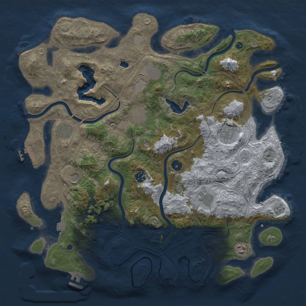 Rust Map: Procedural Map, Size: 4369, Seed: 128, 15 Monuments