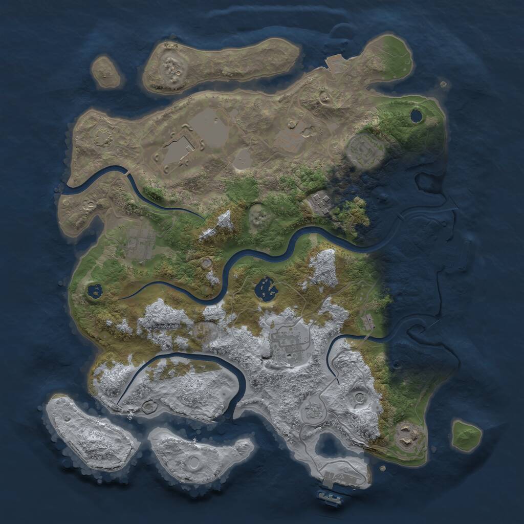 Rust Map: Procedural Map, Size: 3500, Seed: 2061429636, 14 Monuments