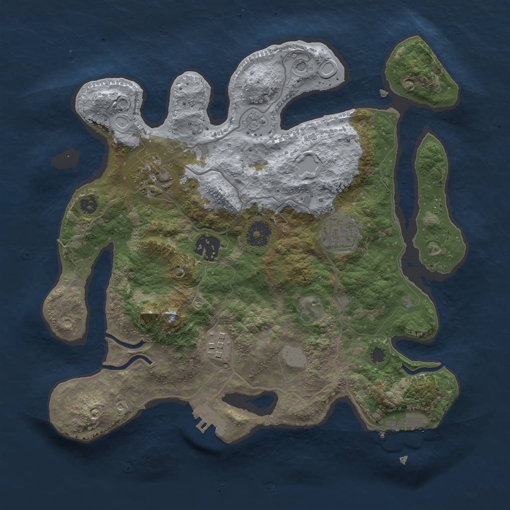 Rust Map: Procedural Map, Size: 3000, Seed: 64387, 13 Monuments