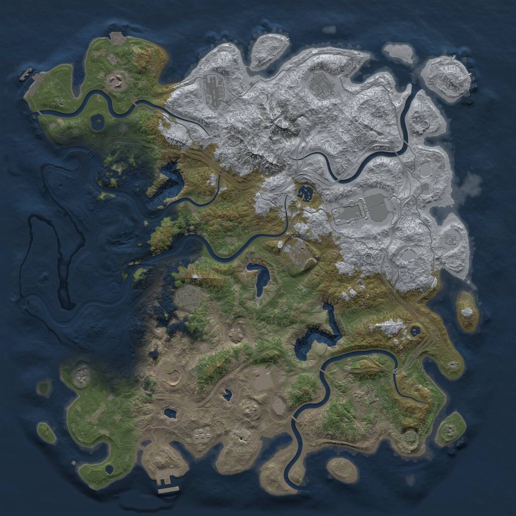 Rust Map: Procedural Map, Size: 5000, Seed: 1284163558, 17 Monuments