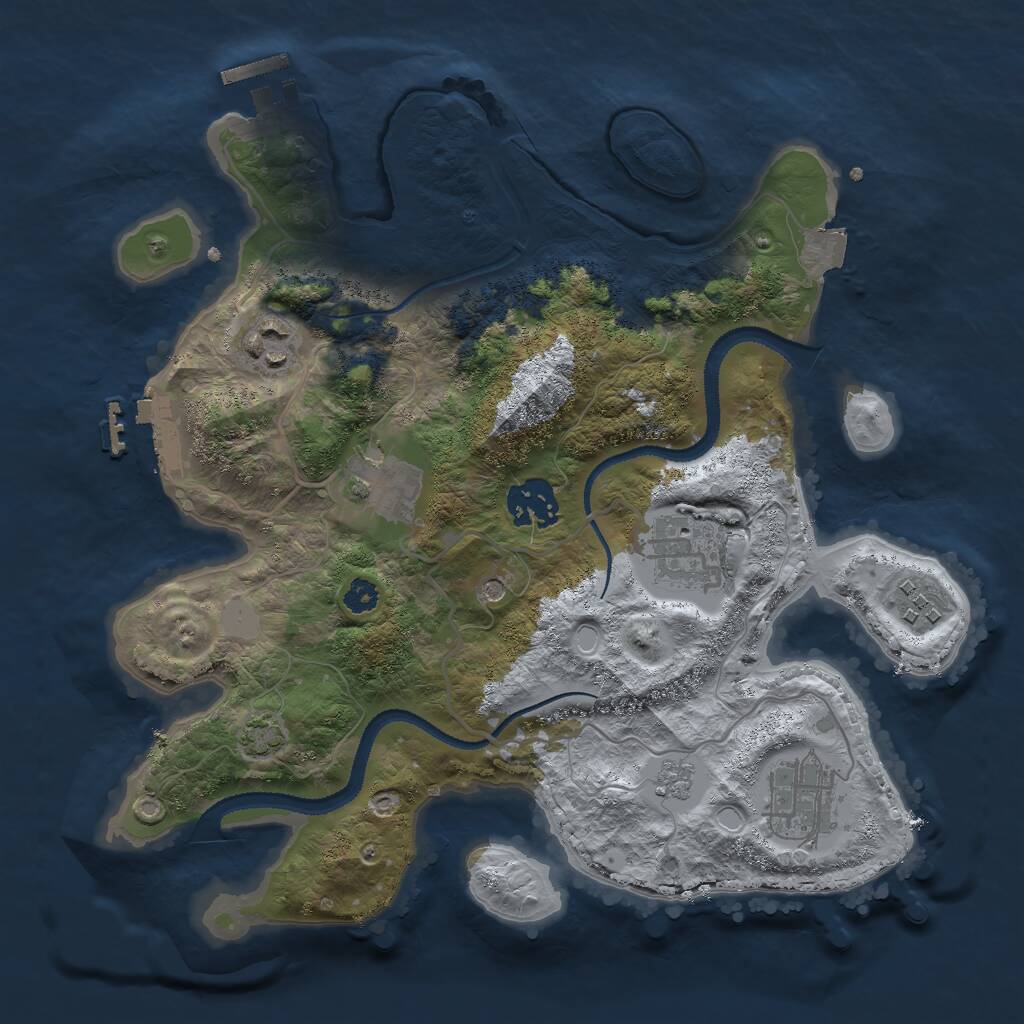 Rust Map: Procedural Map, Size: 3000, Seed: 579992347, 12 Monuments