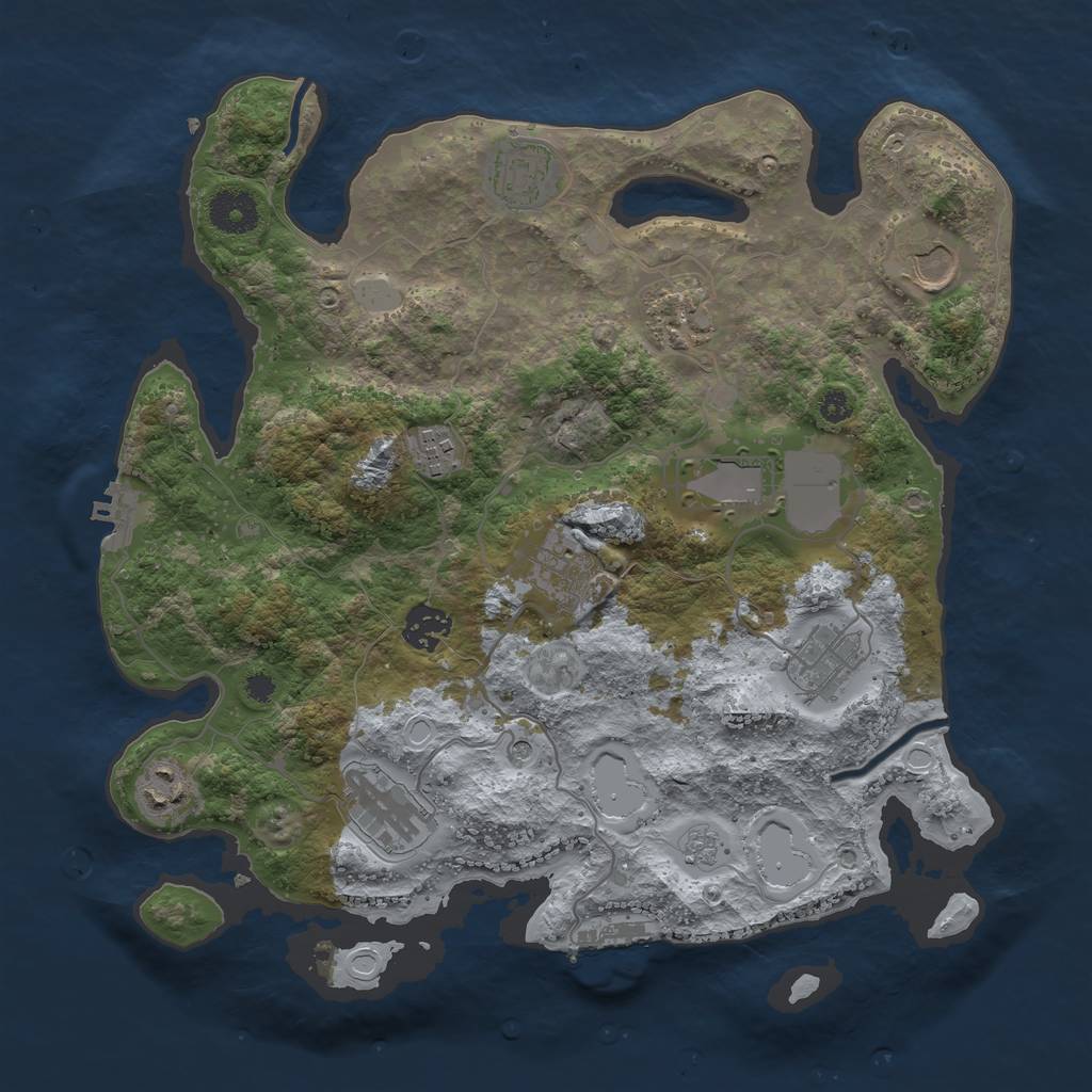 Rust Map: Procedural Map, Size: 3500, Seed: 1930665288, 19 Monuments