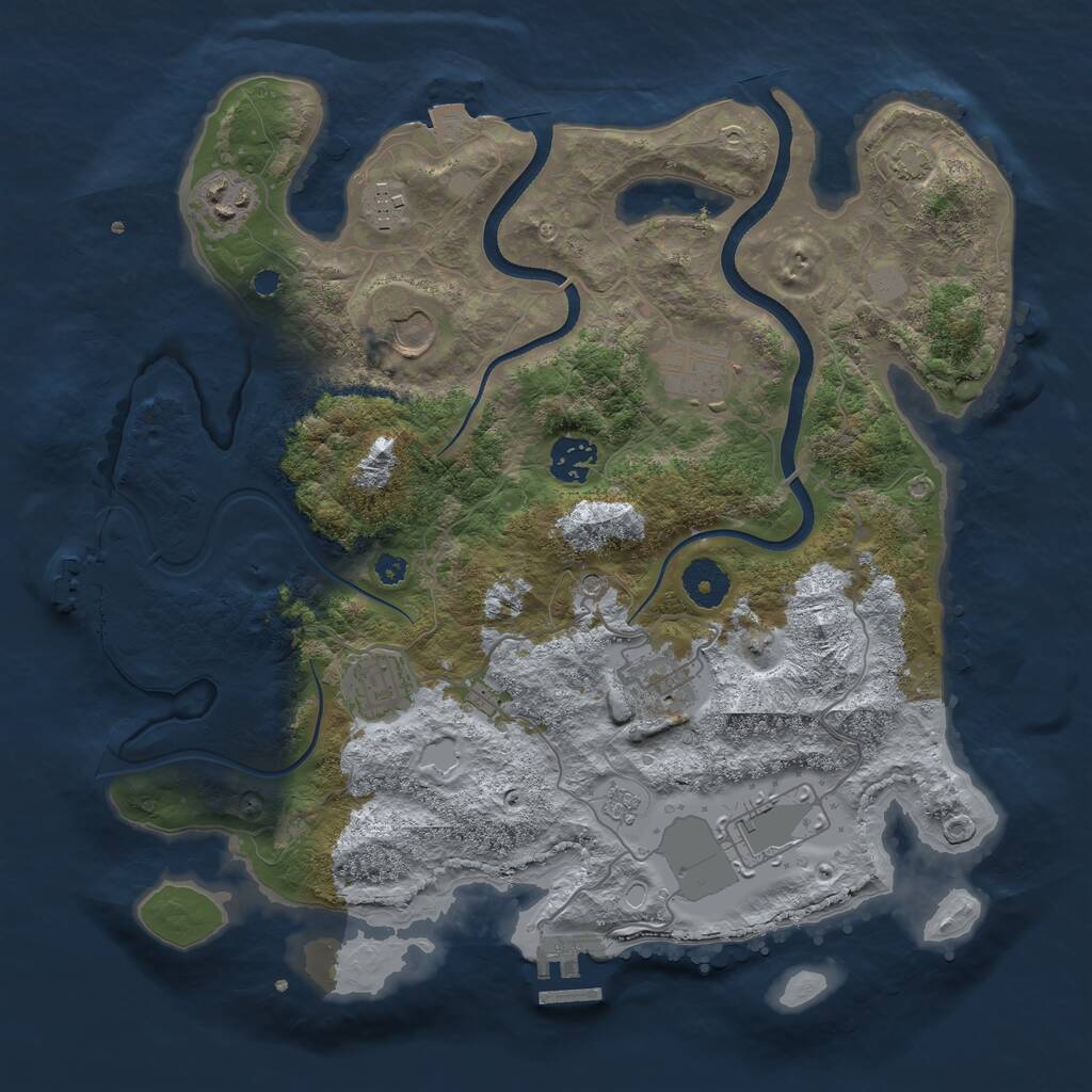 Rust Map: Procedural Map, Size: 3500, Seed: 1930665288, 14 Monuments