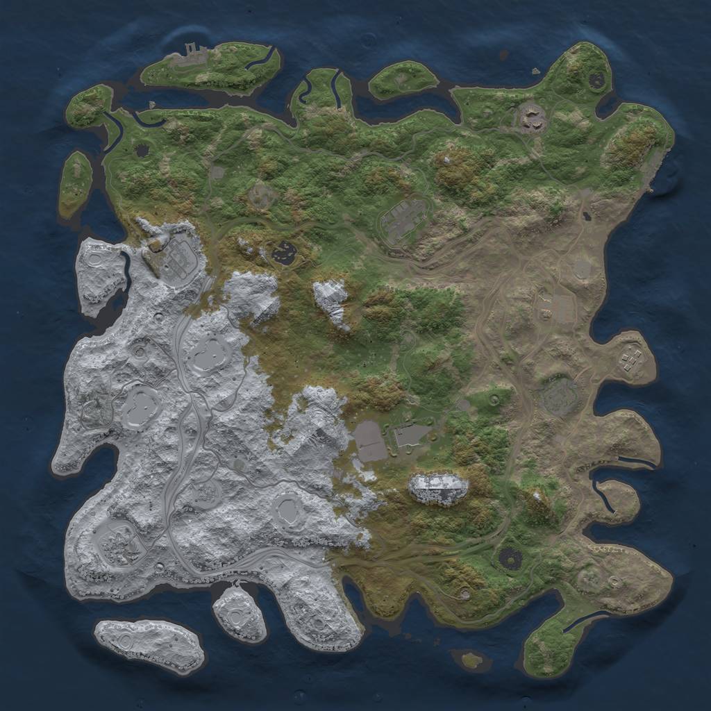 Rust Map: Procedural Map, Size: 4500, Seed: 115069481, 18 Monuments