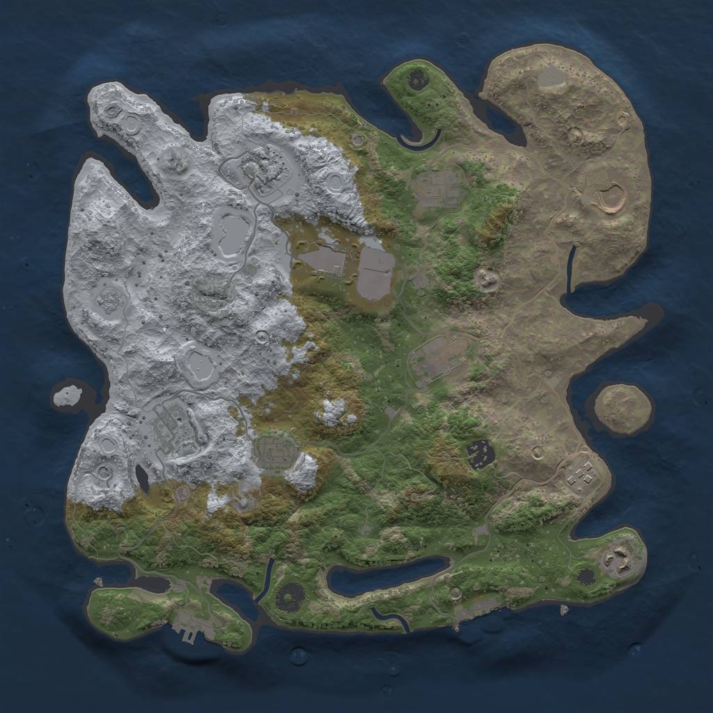 Rust Map: Procedural Map, Size: 3650, Seed: 2036898816, 19 Monuments