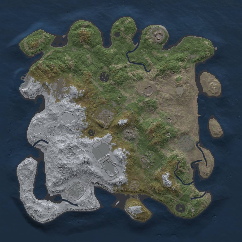 Rust Map: Procedural Map, Size: 3700, Seed: 714758290, 18 Monuments