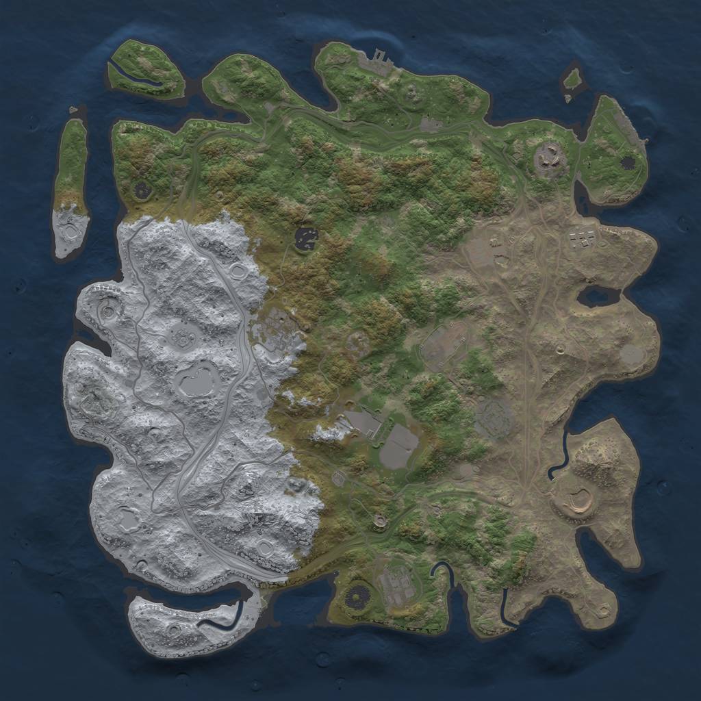 Rust Map: Procedural Map, Size: 4300, Seed: 165333225, 19 Monuments