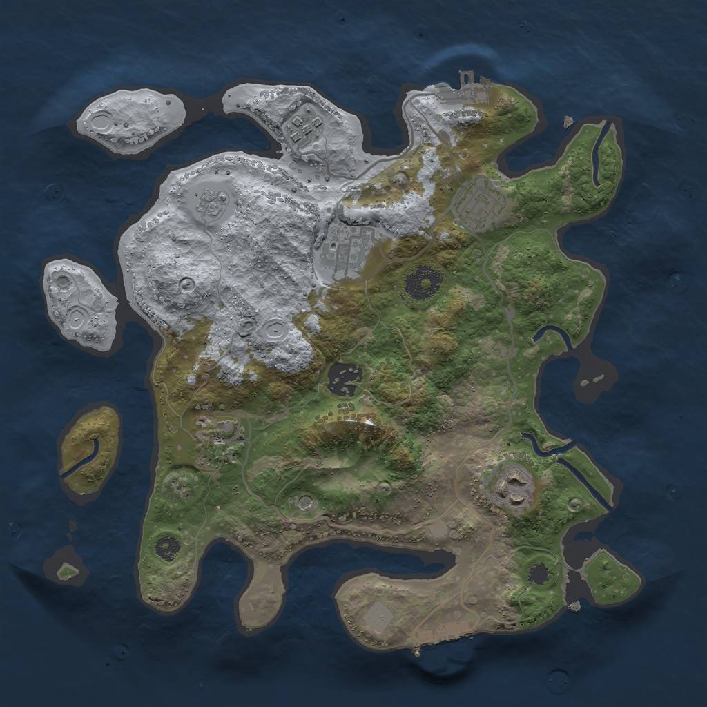 Rust Map: Procedural Map, Size: 3000, Seed: 56975, 15 Monuments