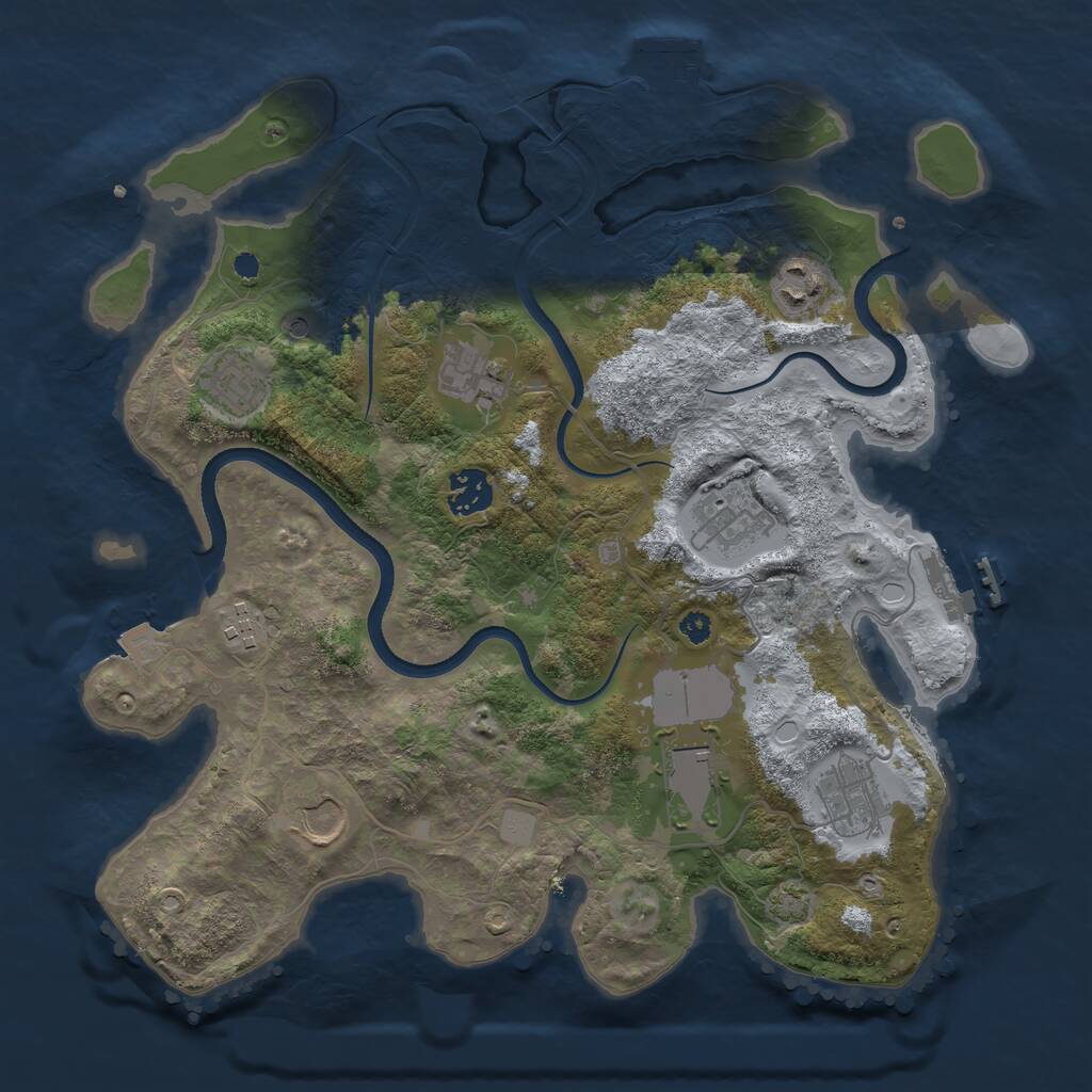 Rust Map: Procedural Map, Size: 3500, Seed: 133365537, 14 Monuments