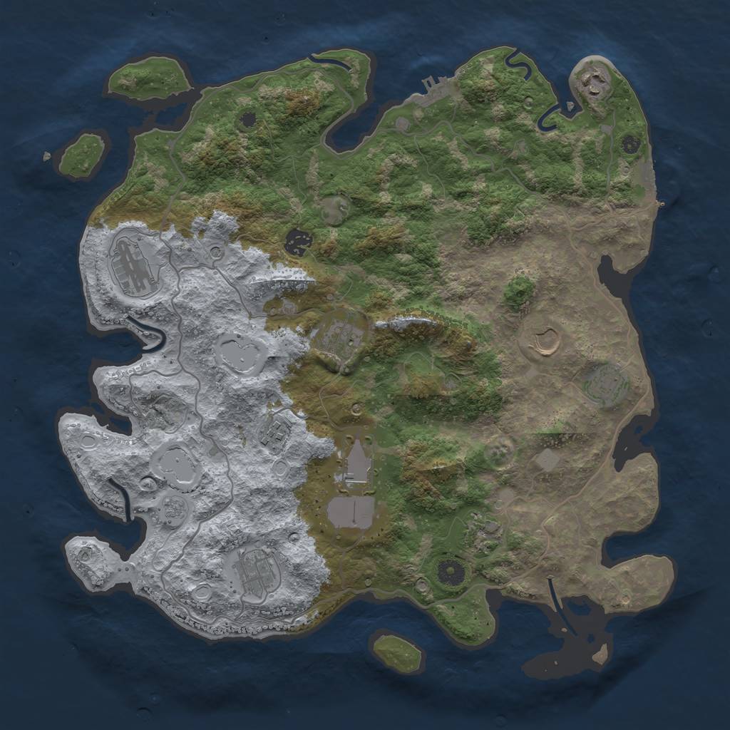 Rust Map: Procedural Map, Size: 4050, Seed: 56913715, 19 Monuments