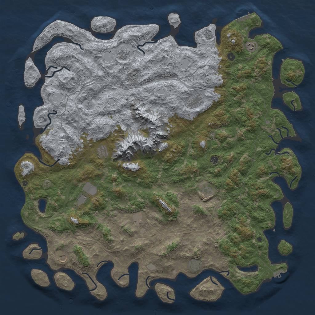Rust Map: Procedural Map, Size: 6000, Seed: 42365465, 20 Monuments