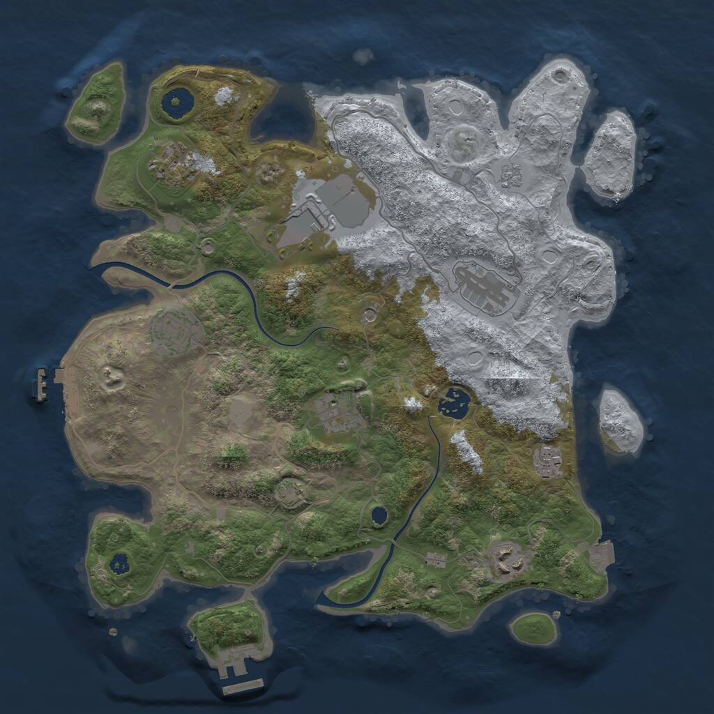 Rust Map: Procedural Map, Size: 3500, Seed: 243243, 14 Monuments
