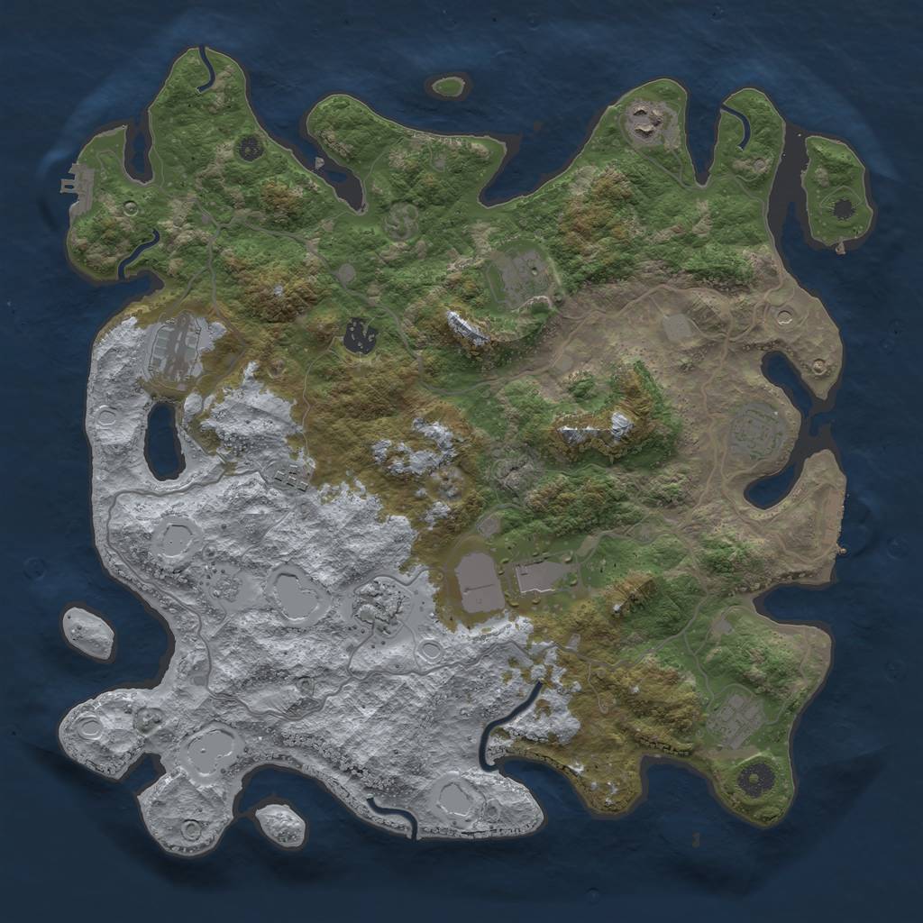 Rust Map: Procedural Map, Size: 4000, Seed: 16723, 18 Monuments