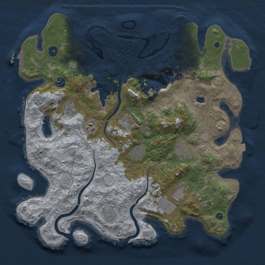 Rust Map: Procedural Map, Size: 4000, Seed: 16723, 16 Monuments