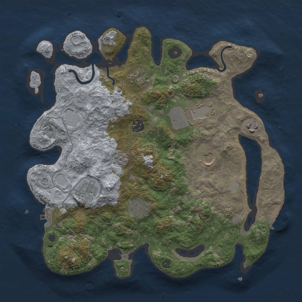 Rust Map: Procedural Map, Size: 3500, Seed: 1075982680, 17 Monuments