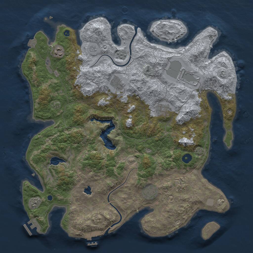 Rust Map: Procedural Map, Size: 4000, Seed: 9756, 13 Monuments