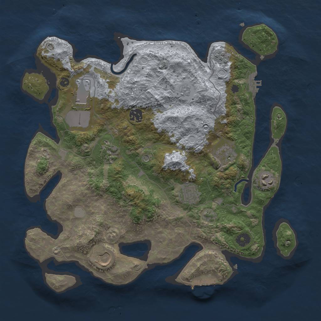 Rust Map: Procedural Map, Size: 3500, Seed: 932472385, 17 Monuments