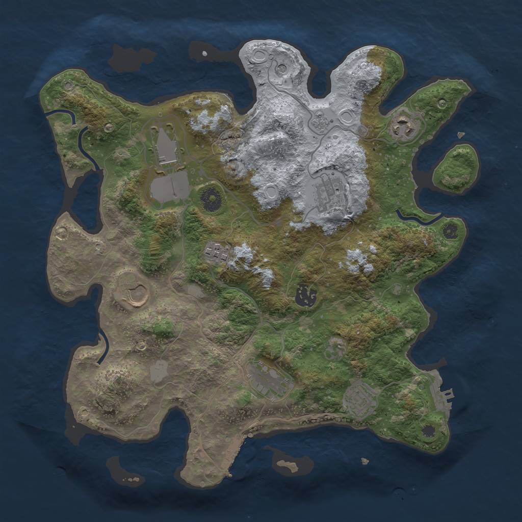 Rust Map: Procedural Map, Size: 3500, Seed: 498760, 17 Monuments