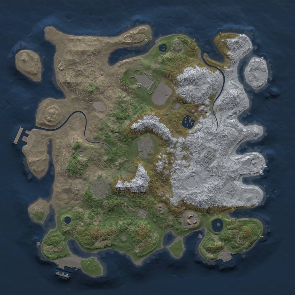 Rust Map: Procedural Map, Size: 3500, Seed: 22421, 12 Monuments