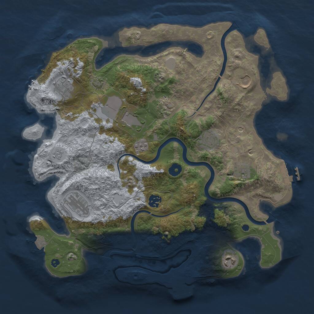 Rust Map: Procedural Map, Size: 3700, Seed: 1203056347, 16 Monuments