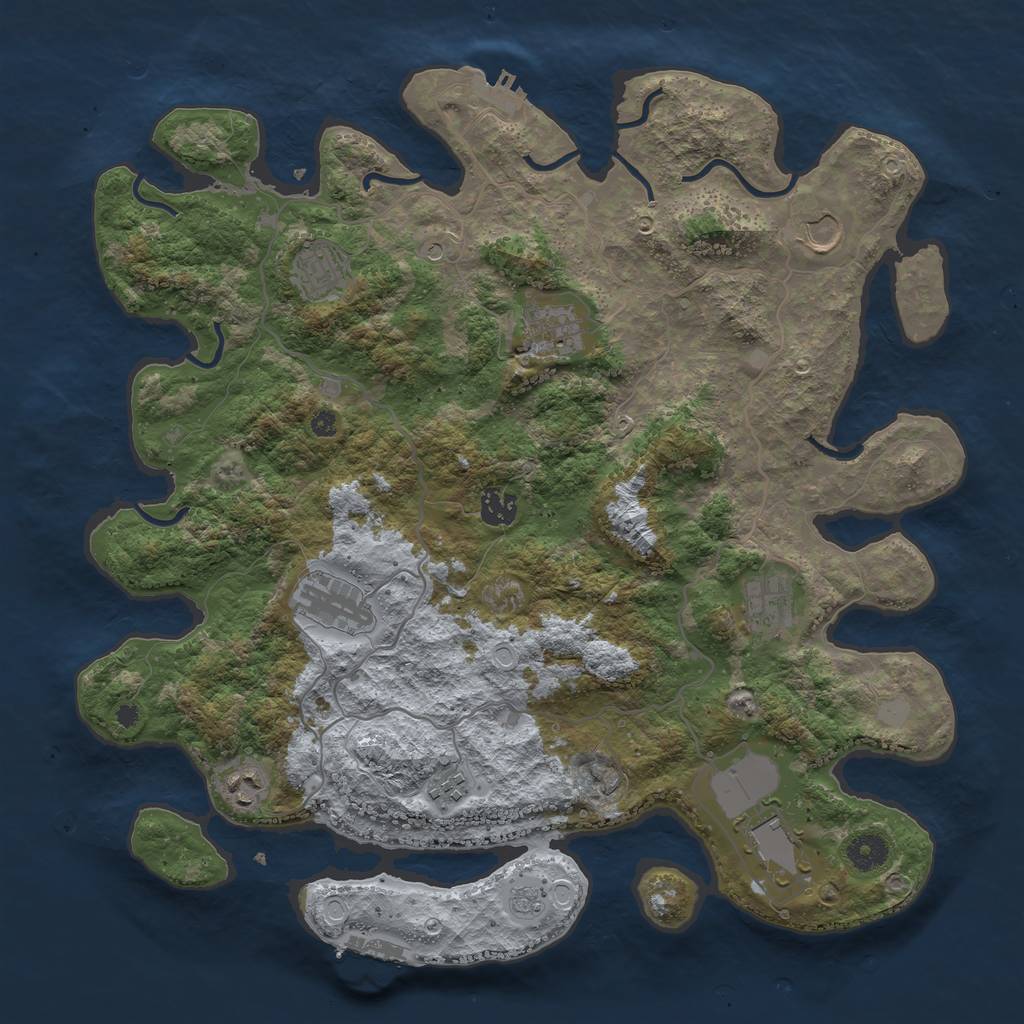 Rust Map: Procedural Map, Size: 4000, Seed: 822825, 18 Monuments