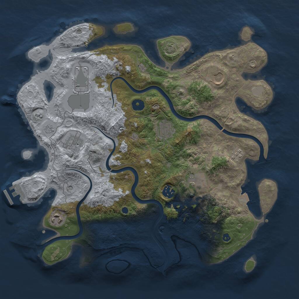Rust Map: Procedural Map, Size: 3700, Seed: 795237722, 13 Monuments