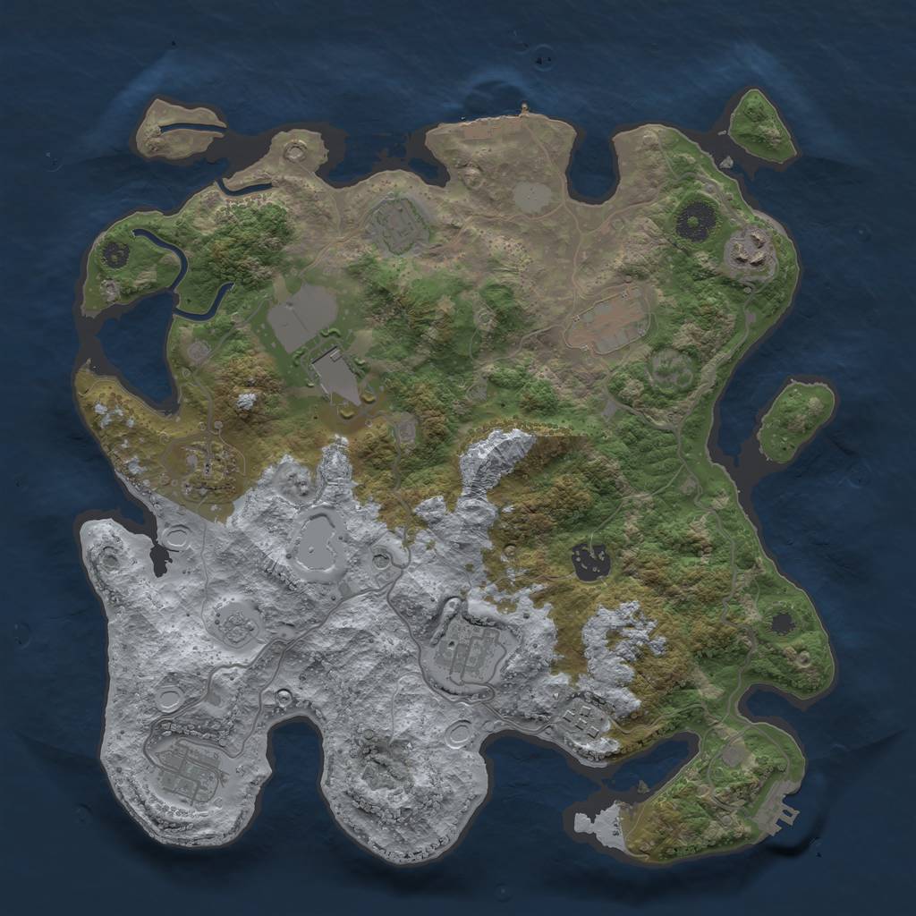 Rust Map: Procedural Map, Size: 3500, Seed: 1092340456, 18 Monuments