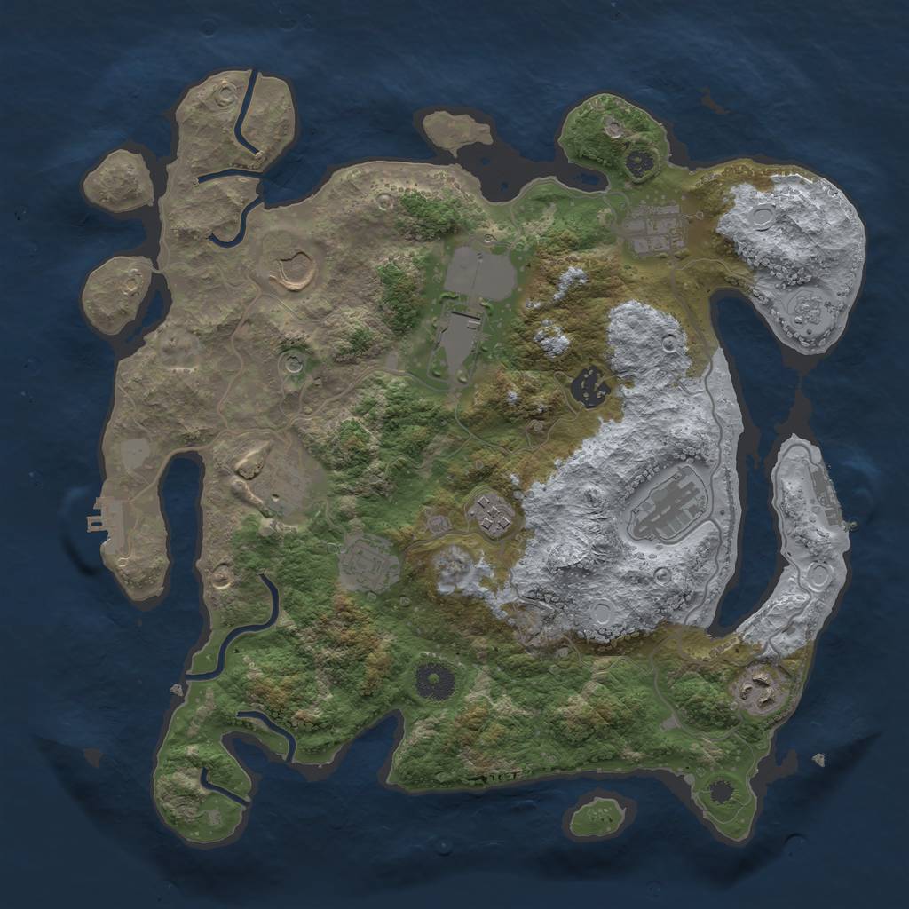 Rust Map: Procedural Map, Size: 3500, Seed: 1875594817, 18 Monuments
