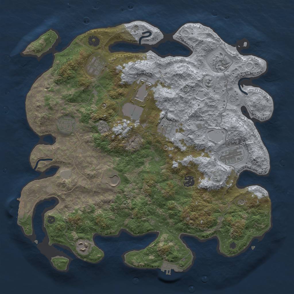 Rust Map: Procedural Map, Size: 3850, Seed: 1057603502, 19 Monuments